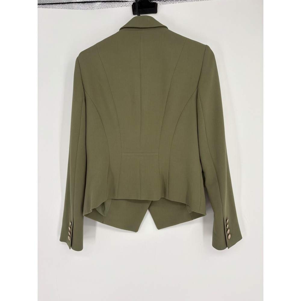 White House Black Market Blazer Womens 4 Green Double Breasted Gold Crest Button - Picture 5 of 10